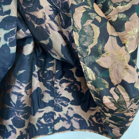 JustFab Golden Floral Jacquard Pleated Full Skirt Women's NEW Large NWT - Picture 5 of 12